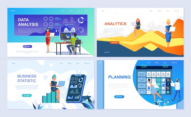 Set of landing page template for Data Analysis