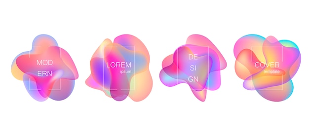 set of liquid fluid abstract elements. gradient vector shapes