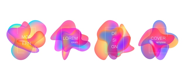 set of liquid fluid abstract elements. gradient vector shapes