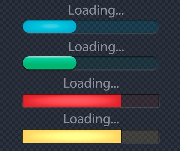 Set of loading icons load indicator sign waiting symbols Vector illustration