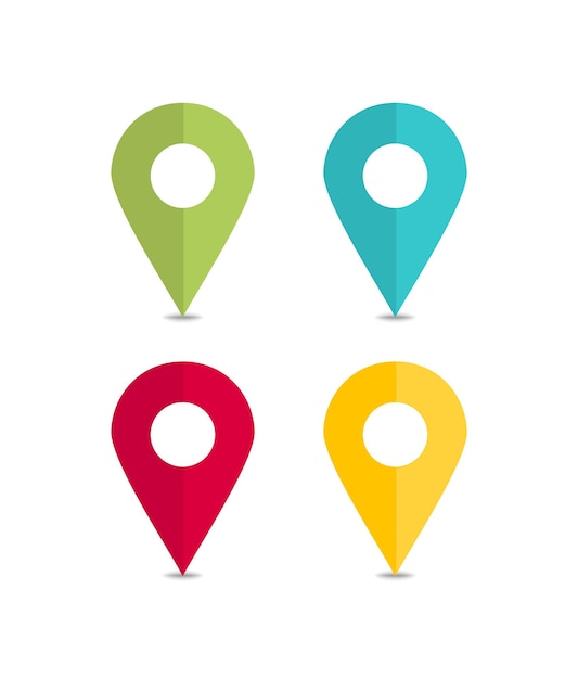 set of location icons with little shadow