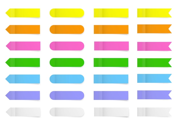 set of long thin paper stickers pointed bookmarks stick in notes rounded tags sticky note