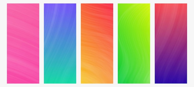 Set of modern gradient backgrounds with wave line