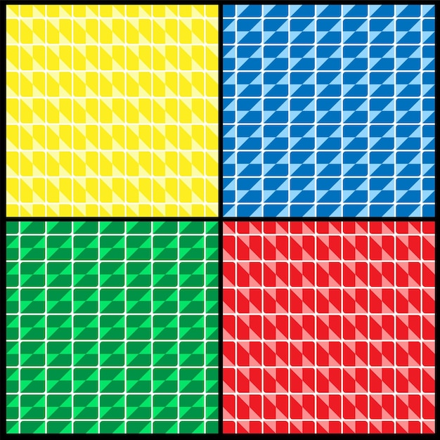set of multicolored geometric patterns of squares