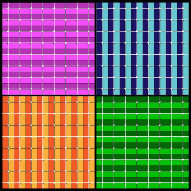 set of multicolored geometric patterns of squares