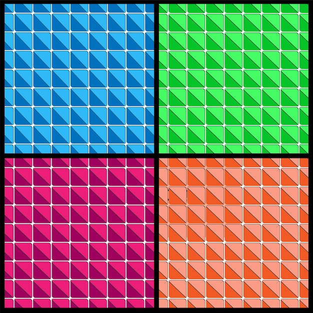 set of multicolored geometric patterns of squares