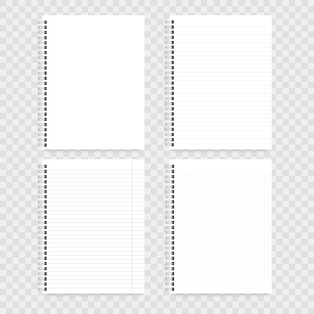 Set of notebook papers with lines and metal spiral Vector