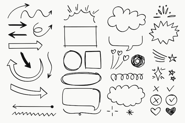 Set of pen line doodle element collectionsVector illustration