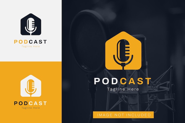 set of podcast microphone logo vector design template with different color style