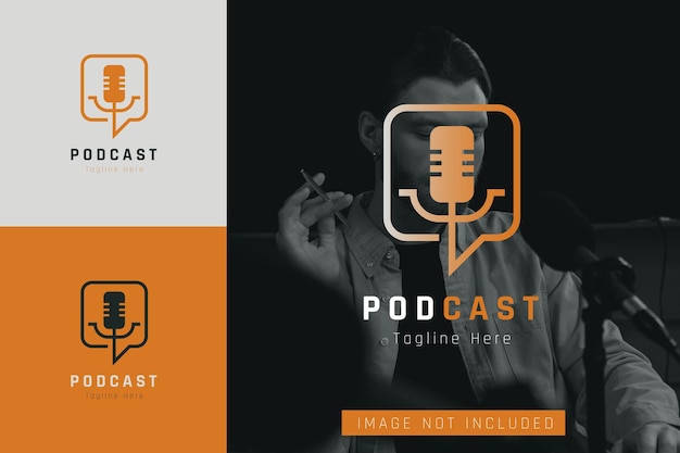 set of podcast microphone logo vector design template with different color style