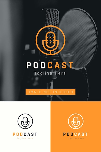 set of podcast microphone logo vector design template with different color style