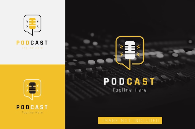 set of podcast microphone logo vector design template with different color style
