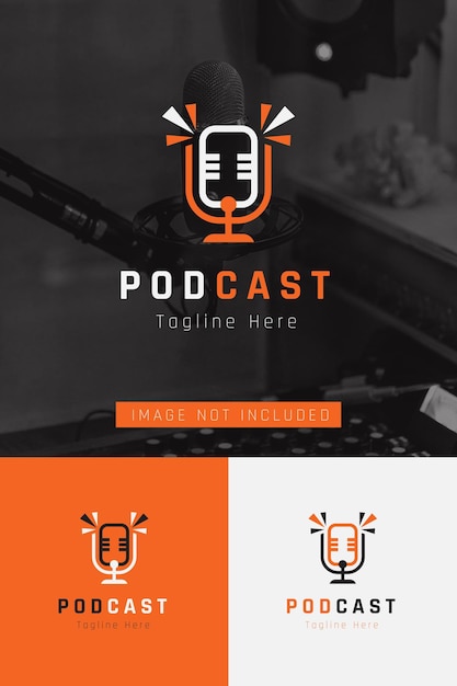 set of podcast microphone logo vector design template with different color style