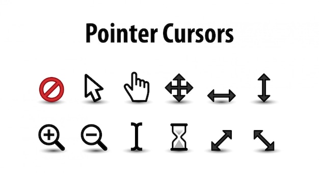 Set of pointer cursor