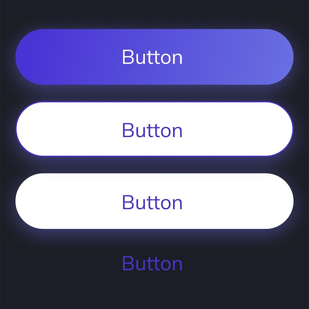 Set of Primary and Secondary Buttons UI Design Elements