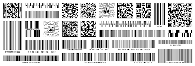 Set of product barcodes and qr codes identification tracking code serial number product id with