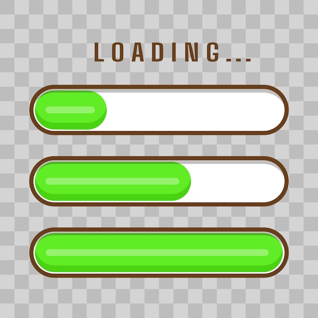 Set of progress loading bars icon for game user interface vetor illustration