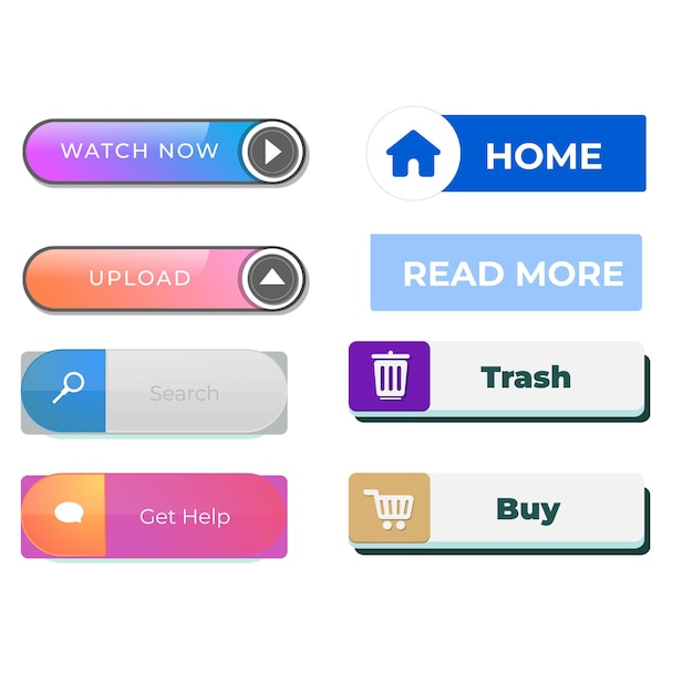 Set of Read More icons button design Colorful read more button pack for website ads UI and proje