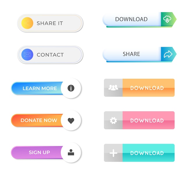 Set of Read More icons button design Colorful read more button pack for website ads UI and proje