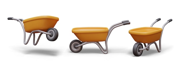 Set of realistic wheelbarrows in different positions Vector templates for dynamic web design