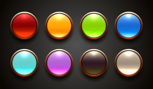 set of round buttons of different colors vector illustration