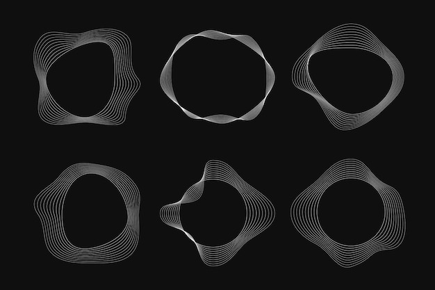 set of round curved frames with dynamic wavy stripes