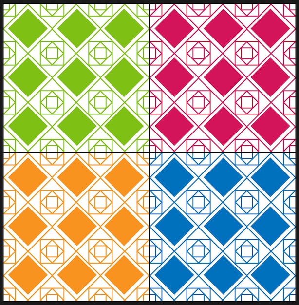set of seamless color patterns modern casual colors