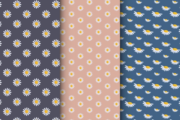 Set of seamless patterns in modern floral style