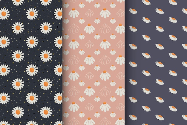 Set of simple floral seamless