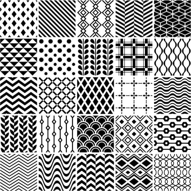 Set of simple geometric patterns digital art hand drawn Vector illustration icon design background