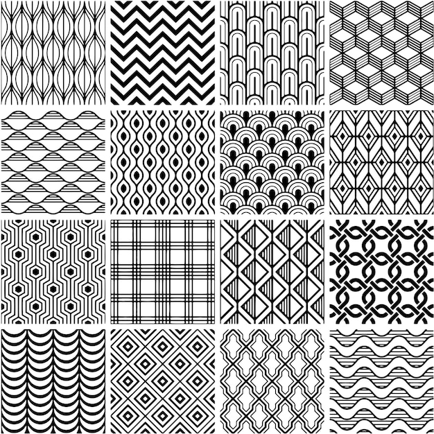 Set of simple geometric patterns digital art hand drawn Vector illustration icon design background