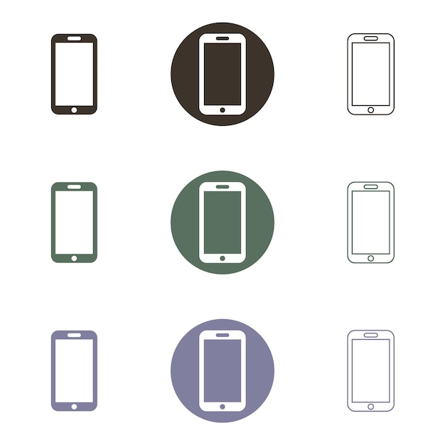 set of simple icons on a theme phone vector design collection flat sign symbolelement object illustration black icons isolated against white background