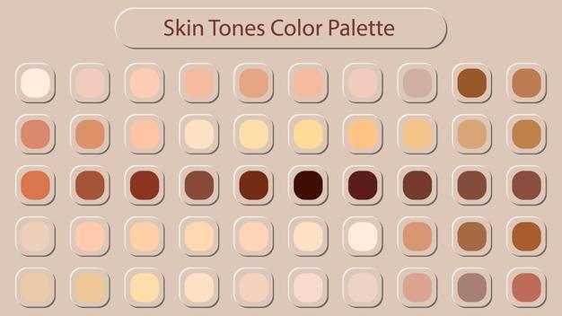 set of skin tones color palette catalog sample isolated in groups for ui design fashion interior