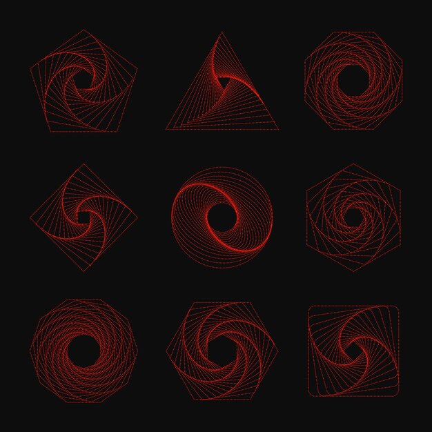 Set of speed shiny lines in circle form.