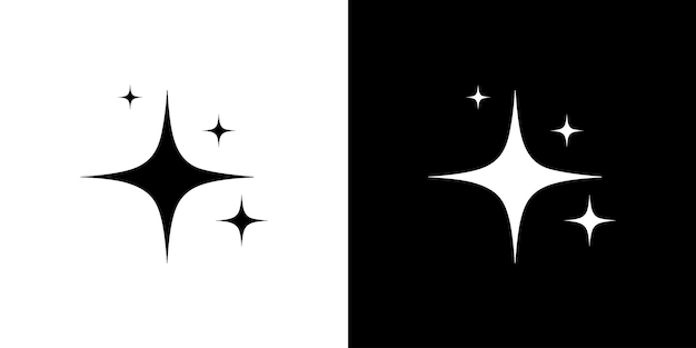 Set of star shapes Retro futuristic sparkle icons