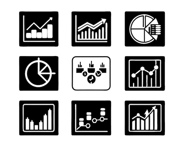set of statistics icon illustration business chart graph statistics data finance investment