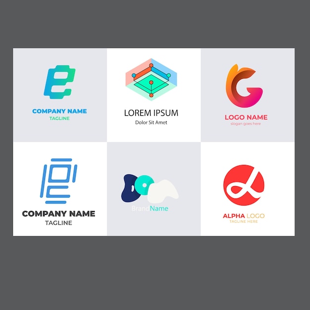 Set of technology code logo icon Abstract circuit programmer logo design template
