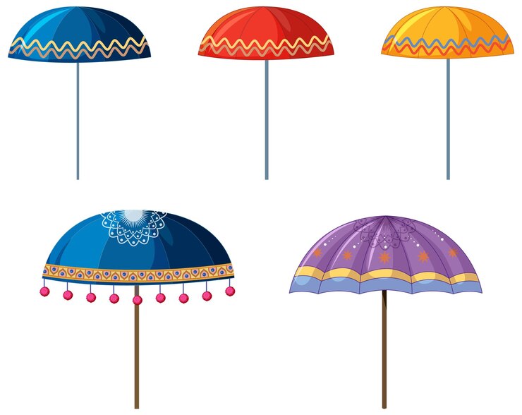Vektor set of umbrellas with indian patterns