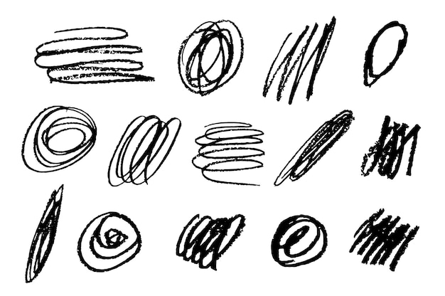 Set of vector abstract hand drawn pen scribbles