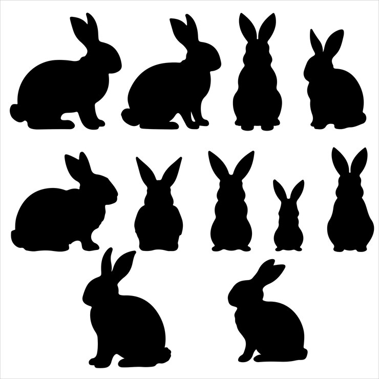 Vektor set of vector different type of bunny silhouettes