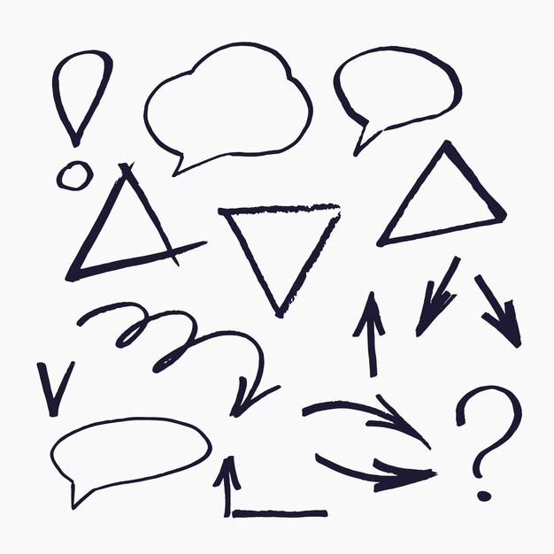 Set of vector elements for presentations drawn with a marker