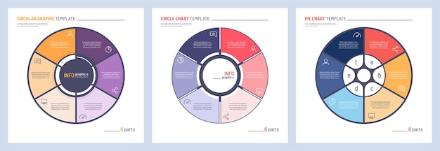 Set of vector infographic circle chart templates 6 parts