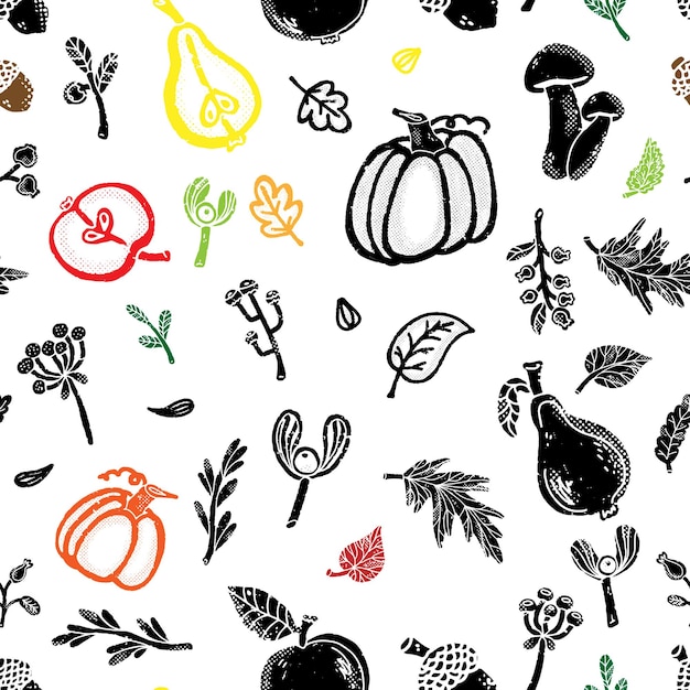 set of vector seamless patterns tropical leaves grunge rough surface texture paint gouache pastel crayon exotic hawaiian forest for design print fabric wallpaper paper
