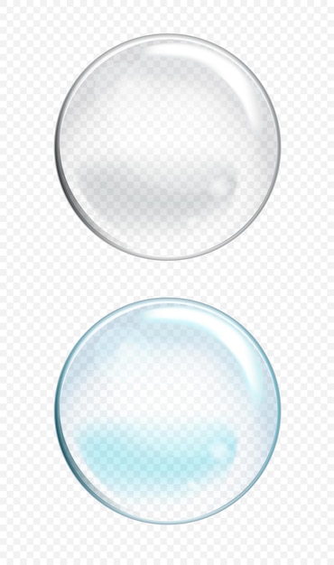 Set of Vector Soap Water Bubbles Transparent Isolated Realistic Design Elements Can be used with any Background