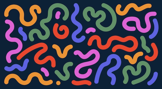Set of Wavy Squiggle Element Template Squiggle colorful doodle Big set of abstract shapes drawn
