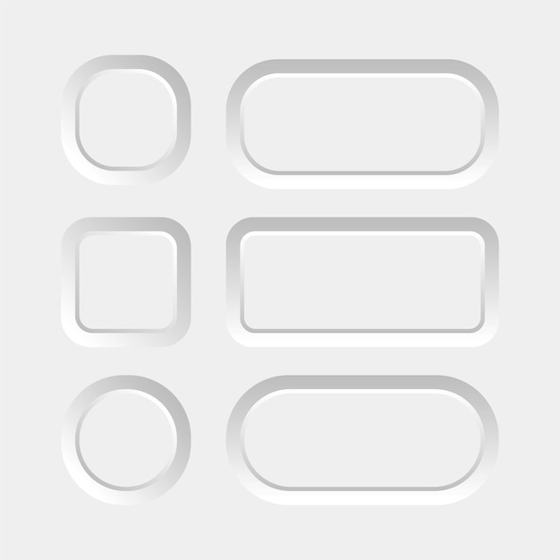 Set of white empty button with rounded corners for web design mobile app or user interface