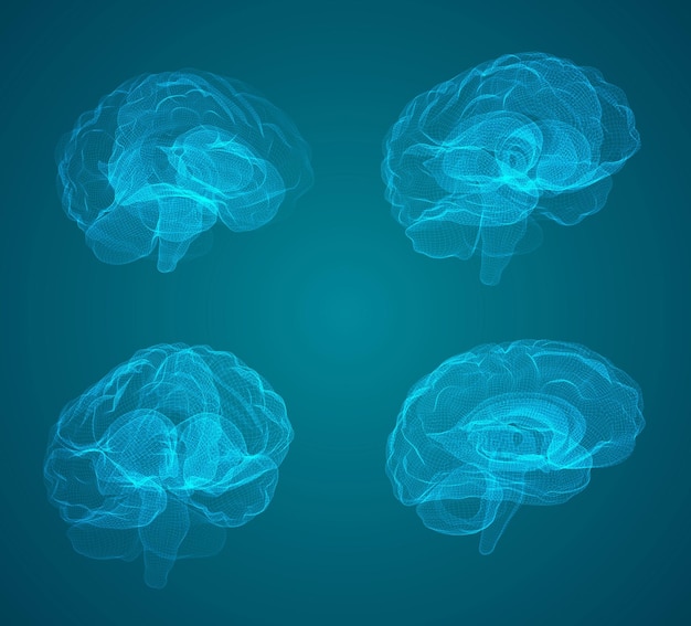 set threedimensional vector cyber brain neural network megadata processing template interface design