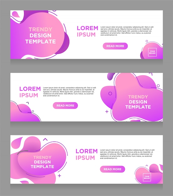 Set vector abstract liquid color design banner web template