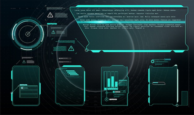 set with call outs communication. abstract control panel layout design.