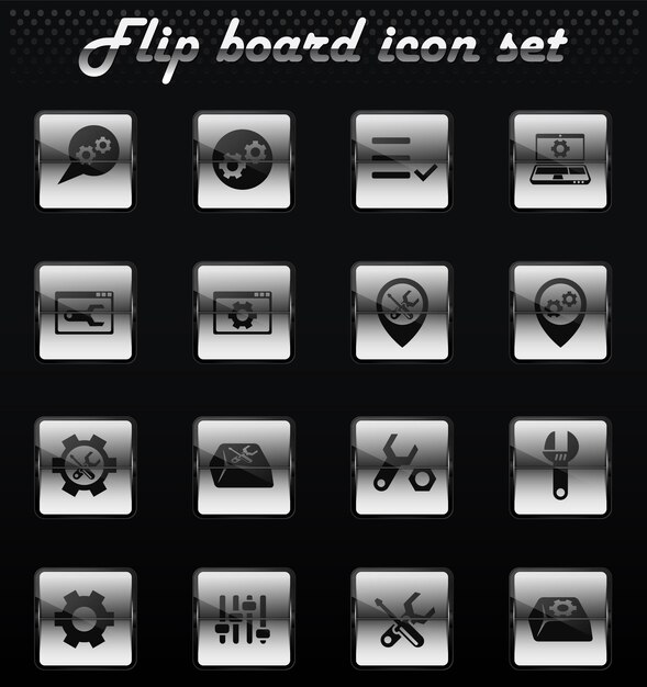 Settings vector flip mechanical icons for user interface design